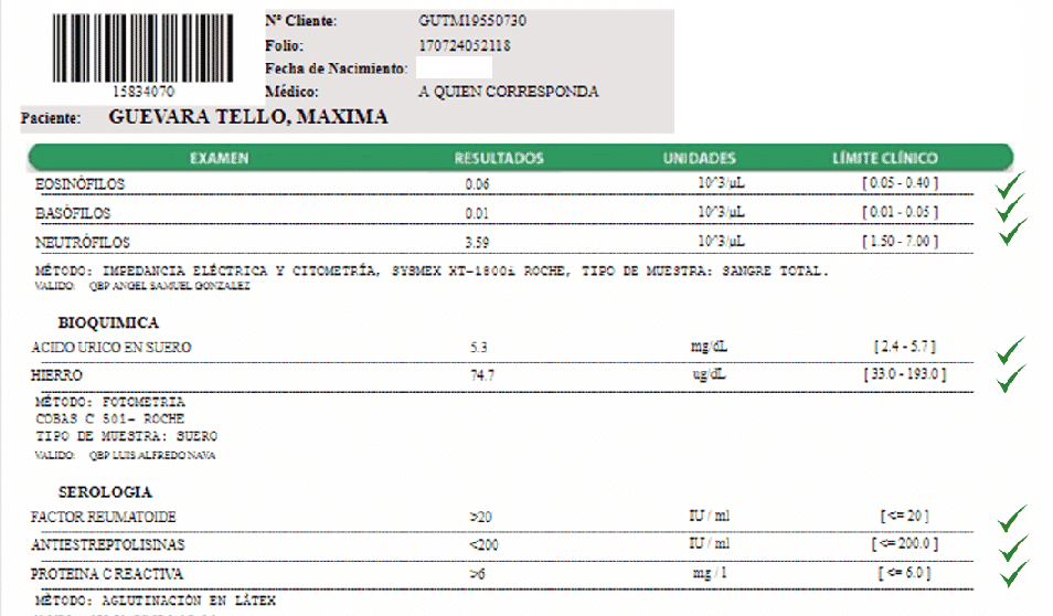 Tercer estudio - parámetros normales